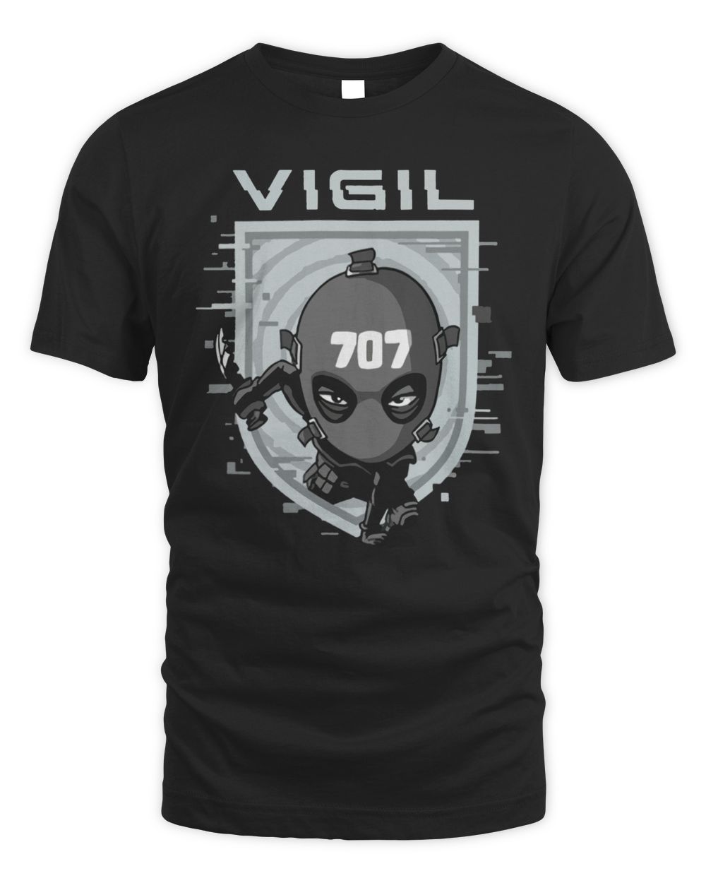 Rainbow Six Siege Merch Vigil Chibi Shirt Unisex Standard T-Shirt black s