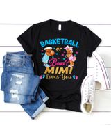 Basketball Or Bows Mimi Loves You Gender Reveal Pink Blue Shirt Unisex Standard T-Shirt black s